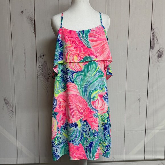 Lilly Pulitzer Lexi Slip Dress Multi Beach Please Print Size Medium EUC - Picture 1 of 11